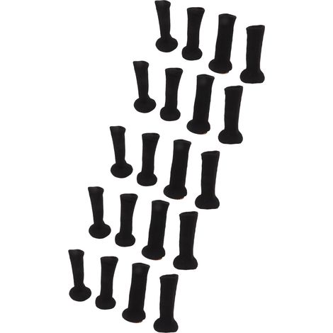 Lot de 20 patins de protection pour pieds de table en feutre renforcé de silicone, noir uni, antidérapant pour sols (1/5)