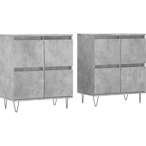 Aparador buffet cómoda mueble almacenaje organizador cocina salón salón juego de 2 madera contrachapada gris 020036876