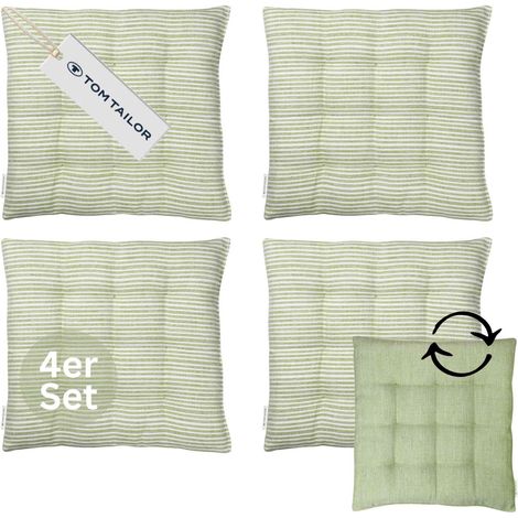TOM TAILOR Cojín de asiento con acolchado de 9 capas FRESHSTRIPE4ER - Set de 4 40x40 cm, verde