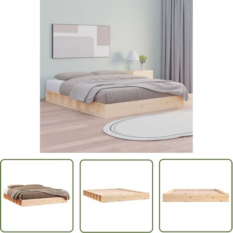 The Living Store Massivholzbett 120x200 cm - Holzbett - Kiefernholzbett - Doppelbett - Bettgestell - Massivholzbette (1/5)