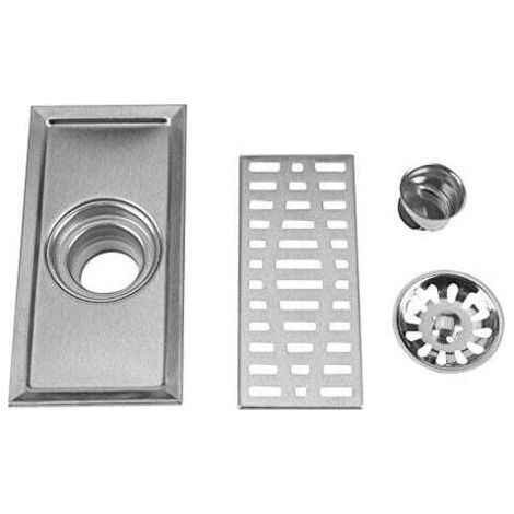 PA AIPERQ Jeffergarden 20x10cm Rectangle En Acier Inoxydable Siphon De Sol Salle De Bains Douche Cuisine Déchets Grille (1/4)