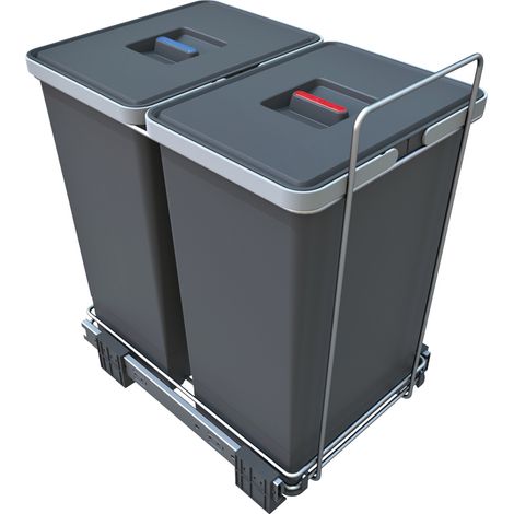 Poubelle sous évier coulissante 2 seaux 48L – Amortisseur sans – Dimensions 460x300mm – Pour espaces confinés – Elletipi