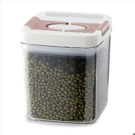 Bocal en Plastique Scellé avec Couvercle, Carré Transparent, Couvercle à Ouverture Rapide, Bocal de Rangement pour Aliments de (1/5)