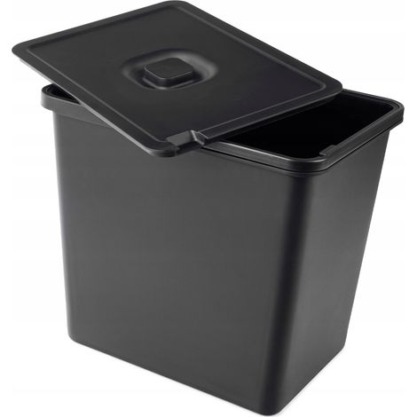KADAX Contenedor de basura - 23 l - Papelera con asa móvil - Clasificador de basura universal de plástico (negro, 23 l) (1/5)