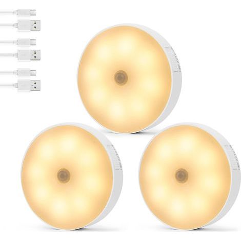 Set di 3 luci notturne a LED ricaricabili con sensore di movimento per interni (ricaricabili tramite USB) (1/5)