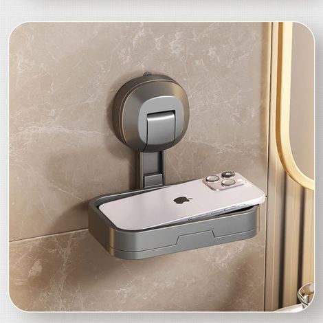 Wall-mounted suction soap holder, removable for shower, bathroom, bathtub, and kitchen. (1/5)