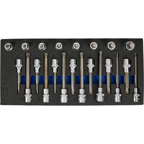 BGS Inserimento  carrello officina  1/3: Set  di inserti  a bit  azionamento quadro  interno 12,5  mm (1/2")  multi-dente interno  (per XZN)  22 pezzi  - 4118 (1/3)