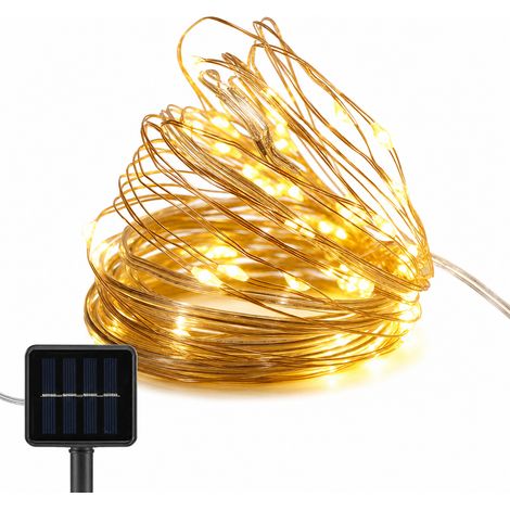 Guirlande Lumineuse LED Solaire, 400 LED Vertes, Fil de Cuivre Argenté, Télécommande, Étanche pour Jardin et Noël (1/5)