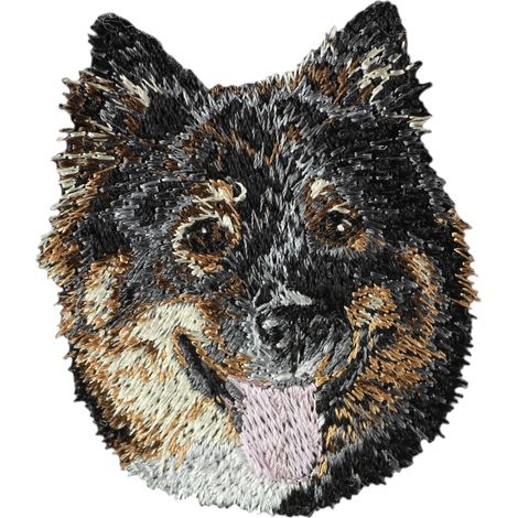 Parche con forma de perro pastor finlandés, parche bordado, decoración única para mochilas de Art-Dog (1/3)