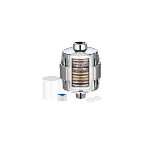 paquet de 20 filtres de douche universels de qualité supérieure + 1 cartouche filtrante - Purificateur d'eau dure - Élimine les métaux lourds et autres dépôts - Crezuo (1/4)