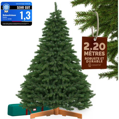 Casaria – Sapin de Noël artificiel Premium avec support en bois FSC – Hauteur 90/120/150/180/220 cm – Différentes tailles et styles – Montage facile (1/5)