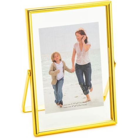 Cadre photo vertical flottant, cadre photo de table, badge porte-jarretelles, décoration de menu/mariage, fête, cérémonie, doré (1/5)