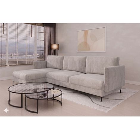 Ecksofa Designersofa HELMER MAX Stoff Vibe Grau Ottomane Links