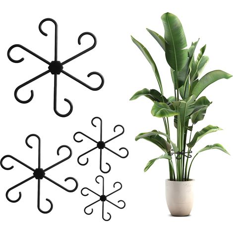 Plantensteunset, Plantenhouders voor Bloemen, Rozen, Tomaten, Monstera, Klimhulp voor Kamerplanten en Vaste Planten (4, Zwart)