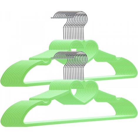 20 pièces, 39 x 21 x 0,5 cm, vert, avec crochet pivotant à 360 degrés, cintres en plastique durables pour vêtements, chemises, vestes (1/5)