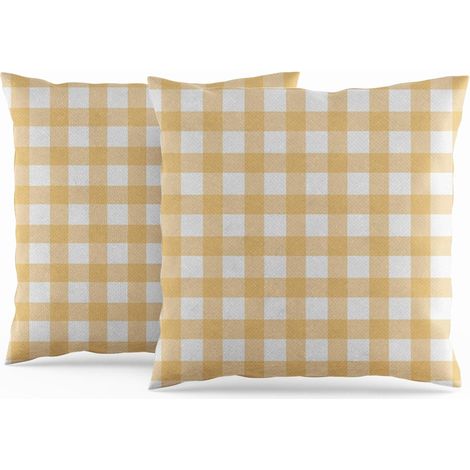 Taies d’Oreiller Vichy Paquet de 2 60x60cm Orange Vérifié Ferme Housses de Coussins Housses de Coussin carrées pour Sofa Canapé Salon Chambre Décor à la Maison Étui à Coussin dispersé (1/5)