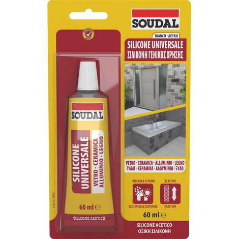 Soudal SILICONE ACETICO UNIVERSALE  ml. 60 - Bianco 16.00 pz