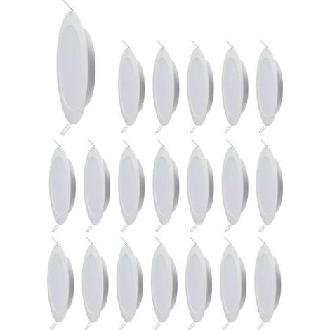 Lot de 20 Spots LED Encastrables Extra-plat D205 18W Rond Blanc Avec Transfo V-TAC VT-61018 - Blanc chaud - 3000K (1/5)