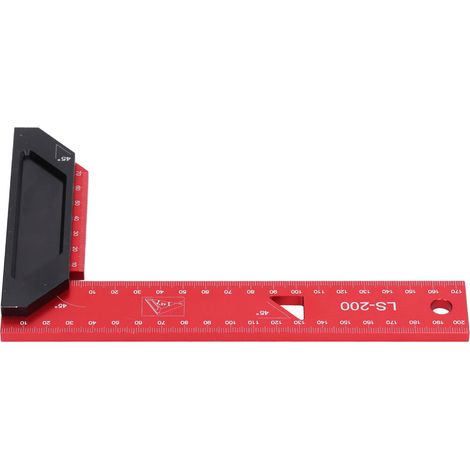 Équerre de menuiserie pour charpente en aluminium, règle de traçage en L de haute précision avec échelle laser pour charpentier, 200 mm (1/5)