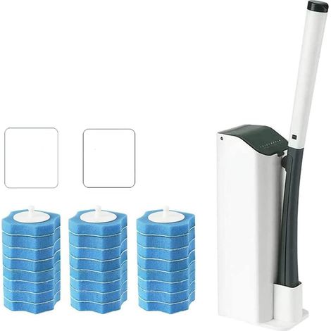 [JAMAIS UTILISÉ]Brosse WC Kit de nettoyage pour toilettes avec têtes de recharge jetables 24 pièces (1/5)