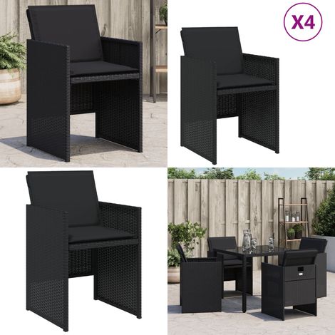 Chaises de jardin lot de 4 avec coussins noir résine tressée - Chaise De Jardin - Fauteuil De Jardin - Mobilier De Jardin - Résine Tressée - Rotin Synthétique - Home & Living (1/5)