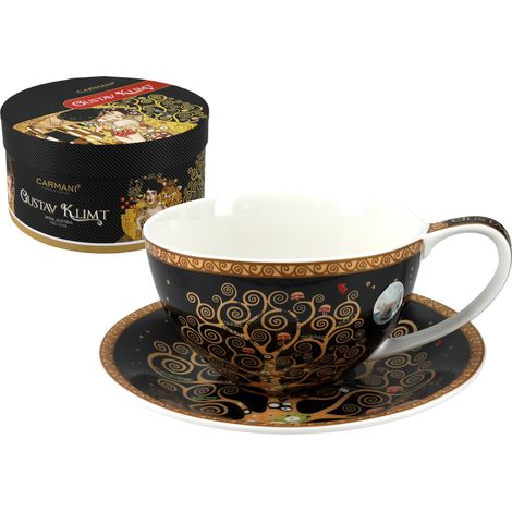 Tasse et soucoupe Gustav Klimt Arbre de Vie en porcelaine noire (1/4)