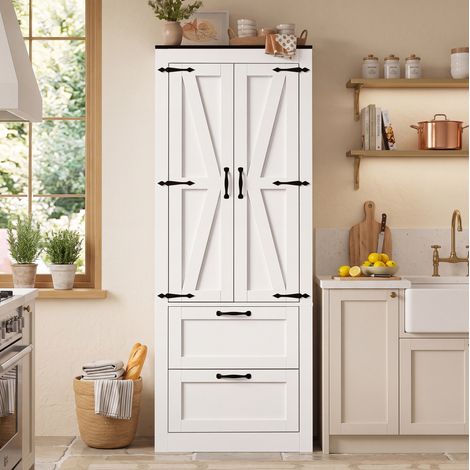 Armario de cocina 60x30x168 cm MDF y PB blanco, estantes ajustables - MEUBLIV (1/5)