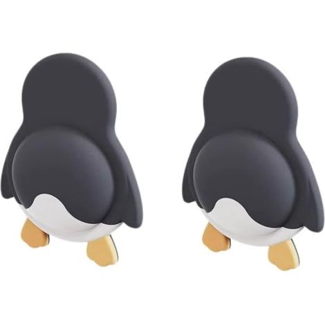 Lot de 2 butoirs de porte pingouins mignons, protection murale, butoir de poignée de porte en silicone de 14 mm d'épaisseur, protection murale auto-adhésive pour portes, meubles et coins (1/5)
