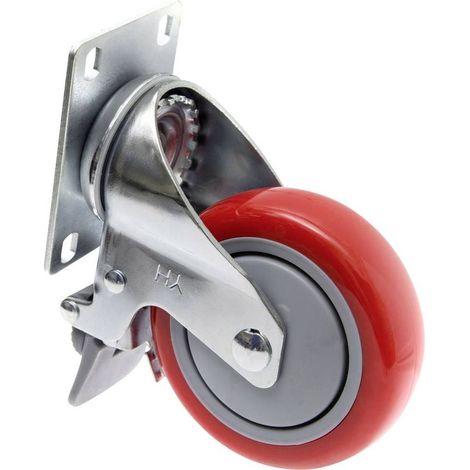 HOXILEELEO - TOOLCRAFT TO-5137956 Roulette pivotante PU 100 mm avec système de blocage et plaque de fixation Capa (1/3)