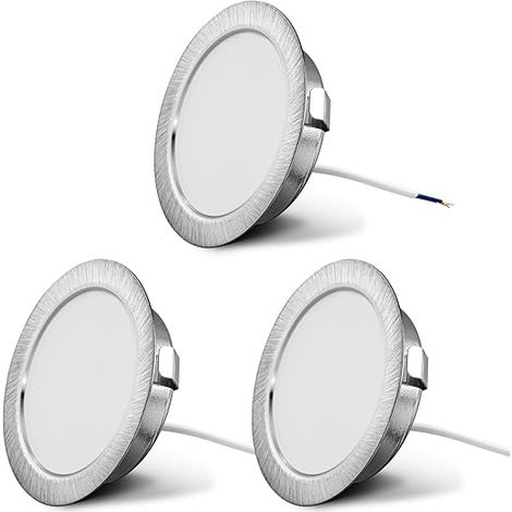 Luminaires pour meuble LED 230V 3,5W LED IP44 G4 15mm spots encastrables pour meuble plat 3000K blanc chaud hotte de cuisine spot encastrable salle de bain Nickel Brossé (1/5)