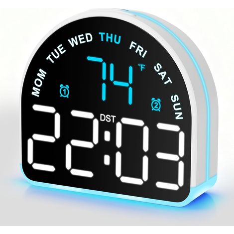 Réveil pour gros dormeurs : alarme ultra-puissante et lumière de réveil douce pour adultes, enfants et adolescents Affichage numérique de l'heure (1/5)