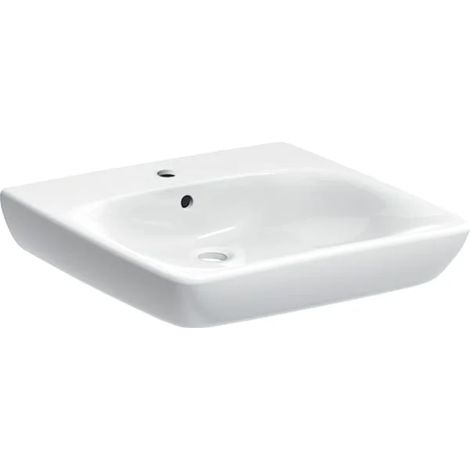Geberit Renova Comfort lavabo accesible: 60x55cm, orificio de grifo=central, rebosadero=visible, simétrico, blanco, 501988001