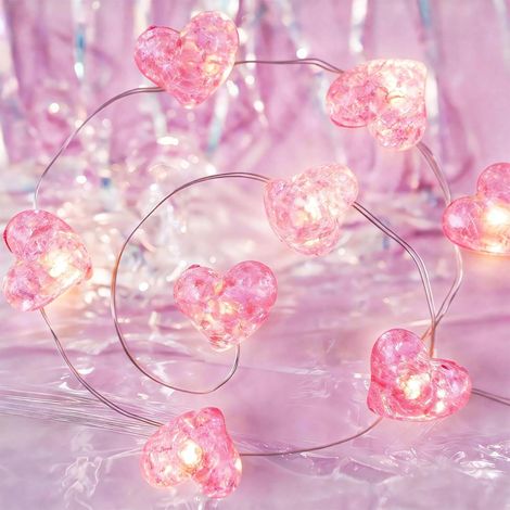 Guirlande lumineuse LED en forme de cœur - 1,8 m - 20 LED - Pour la Saint-Valentin, un mariage (1/5)