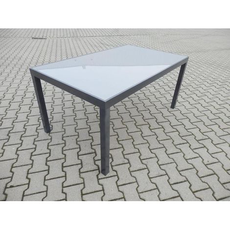 Tisch 150x90cm Alu graphit Glasplatte grau