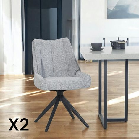 Chaise grise pivotante en velours texturé (lot de 2) IENA (1/5)