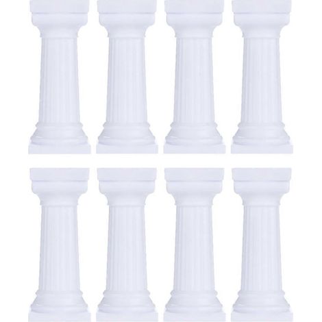 8 supports à gâteaux en forme de colonnes romaines, présentoirs à gâteaux à étages, séparateurs-12.5x3cm-White (1/3)