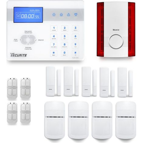Alarme maison sans fil ICE-Bi24 – Technologie sans fil 100m – 4 télécommandes – Détecteurs de mouvement et d'ouverture inclus – Tike Sécurité