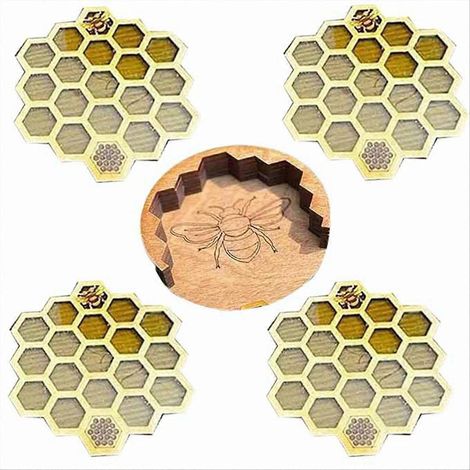 4 pièces Honeycomb Shaped sous verres pour boissons Mug sous verre pour Cold boissons (1/5)