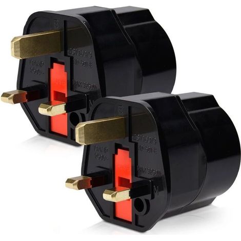 2X Adaptateur Prise Anglaise - Type G - Fiche France vers Royaume-Uni - Prise Compact pour Voyage - Compatible Plusieurs Pays (1/5)
