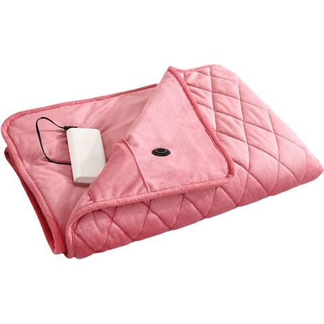 Elektrische USB-Heizdecke mit Timerfunktion, 3 Heizstufen, 140 x 100 cm, rosa, mit Reißverschluss, Powerbank nicht enthalten – Crezuo