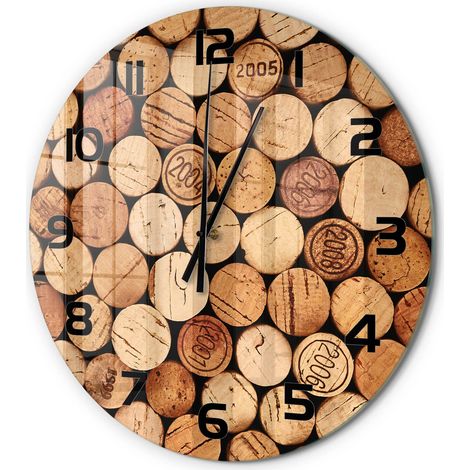 Horloge Murale Ronde Déco Moderne en Verre Silencieuse Salon Cuisine Bouchons de vin fi 60 cm (1/5)
