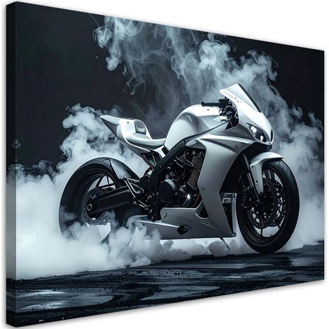 Cuadro sobre Lienzo, Motocicleta deportiva blanca, 30x20 (1/5)