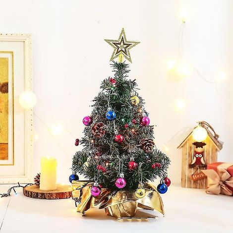 Sapin de Noël artificiel miniature de 60 cm avec boules de Noël décoratives, petit sapin de Noël en pot (1/3)