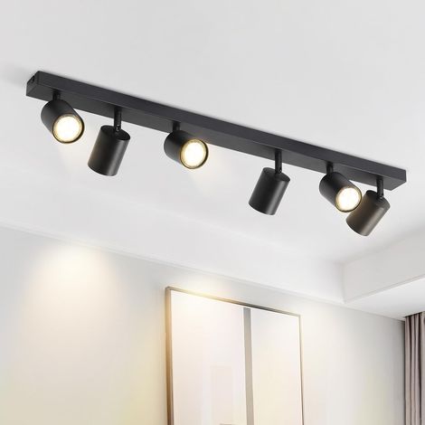 GBLY Deckenstrahler 6 Flammig Deckenleuchte Schwarz - LED Deckenlampe Deckenspot Strahler GU10 Schwenkbar 350° Spots für Wohnzimmer Schlafzimmer Küche, Ohne Leuchtmittel (1/5)