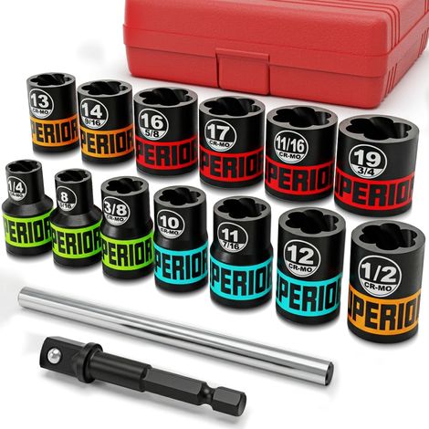 Coffret de 15 Extracteurs D'écrous, Extracteurs de Boulons 3/8" (1/5)