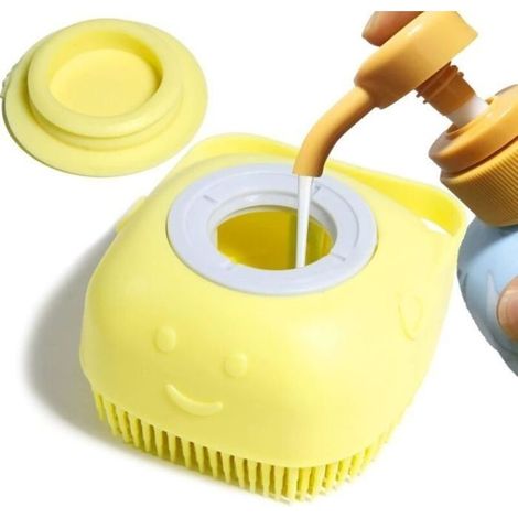 Brosse de bain pour chien,brosse de massage pour animaux de compagnie, distributeur de shampoing,brosses en Silicone souple(jaun (1/5)