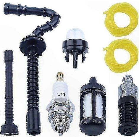 Filtre à carburant et poire d'amorçage de rechange pour tronçonneuse thermique et outillage de jardin, kit compatible moteur essence (1/4)