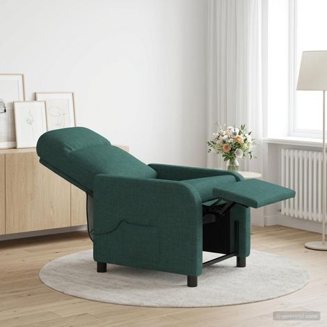 vidaXL Silla de masajes reclinable Verde oscuro Tela (1/5)