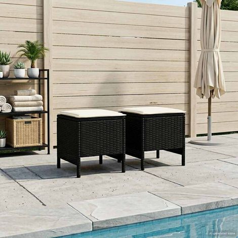vidaXL Poggiapiedi da Giardino 2 Pezzo Nero e Crema 38 x 38 x 45