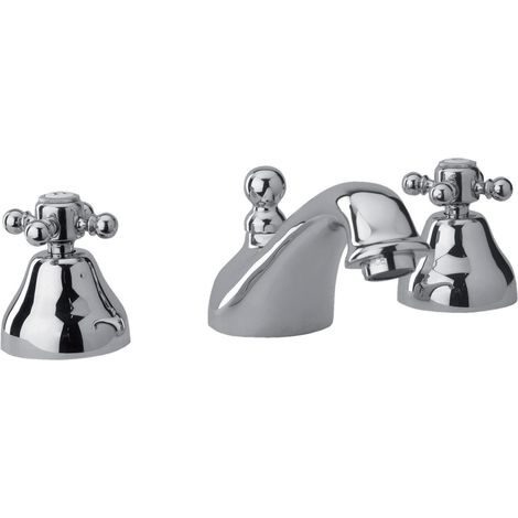 Waschbeckenmischer 3-Loch, feststehender Auslauf, Tiffany Chrome (1/2)